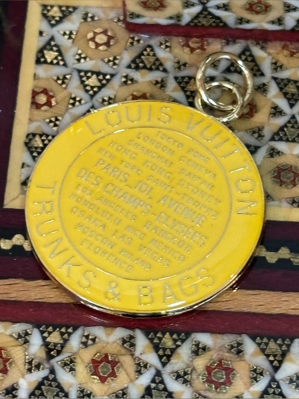 Upcycled Louis Vuitton Trunks & Bags Yellow Gold Charm Bag Purse Keychain - Picture 5 of 8